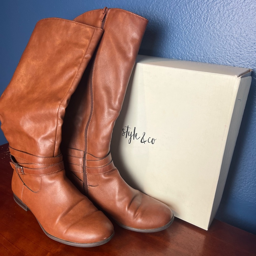Style & Co. Women's Brown Heeled Boots